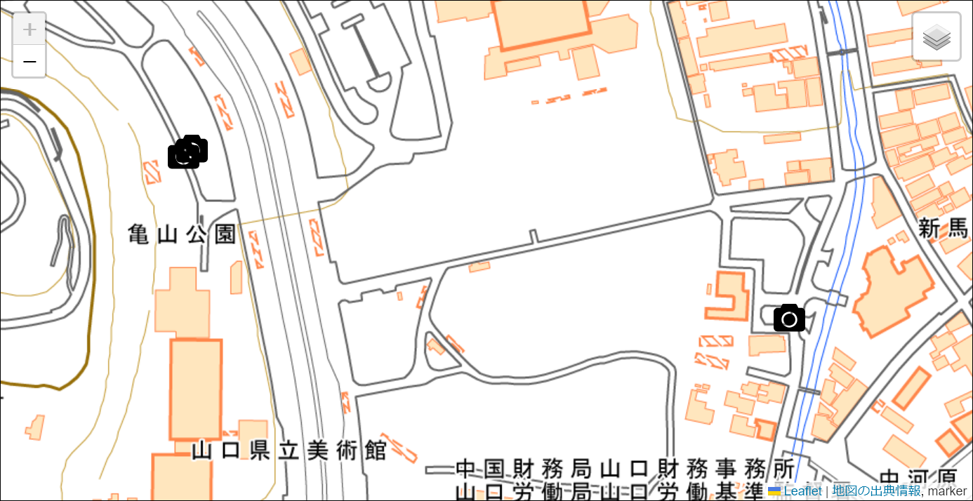 撮影場所を表示している地図